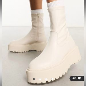 Cream platform boots